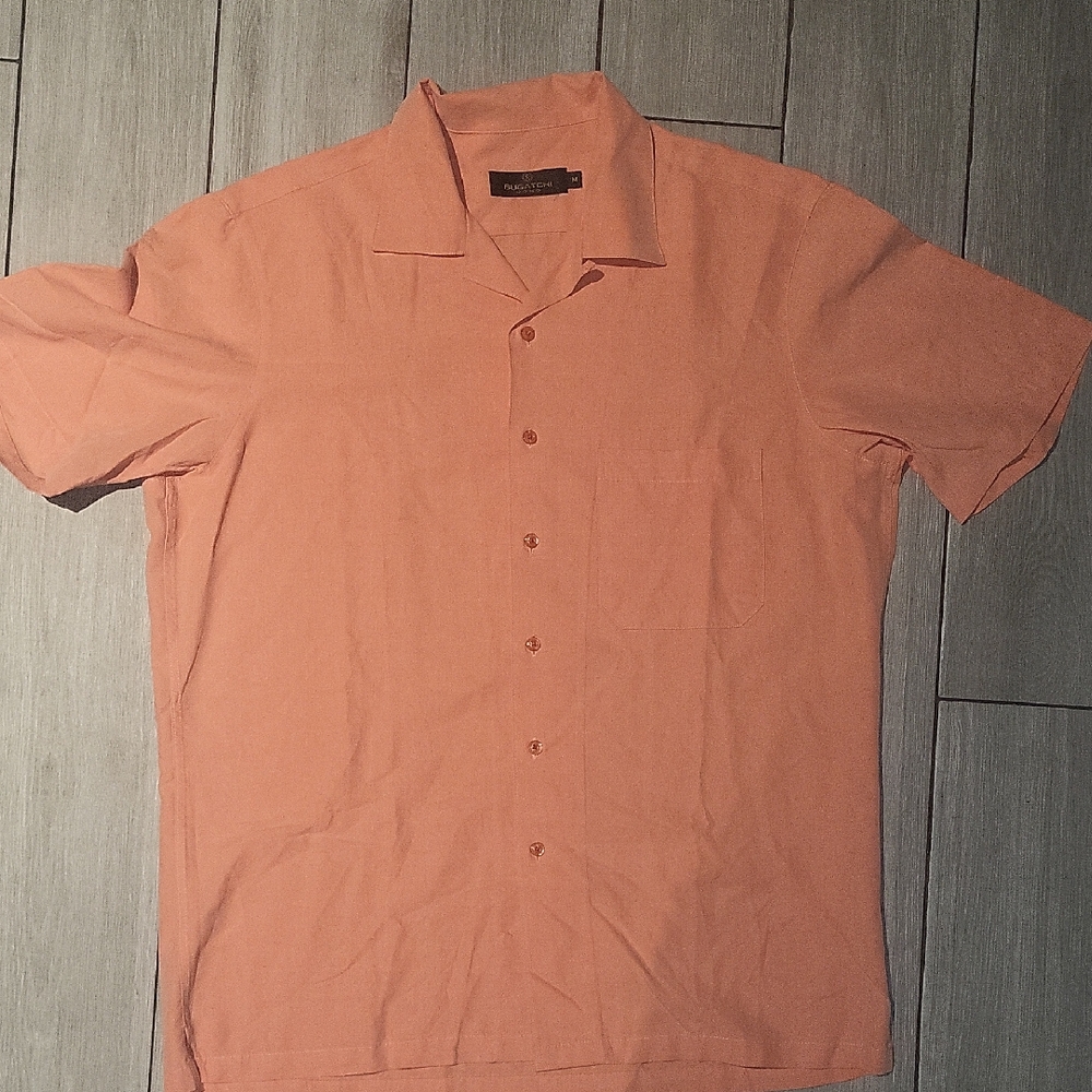 Bugatchi Orange Casual Button Down Shirt Relaxed Fit